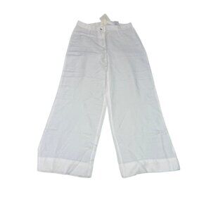 NWT White Linen Blend H&M Wide-Leg Pants Size 8 (BB0932)